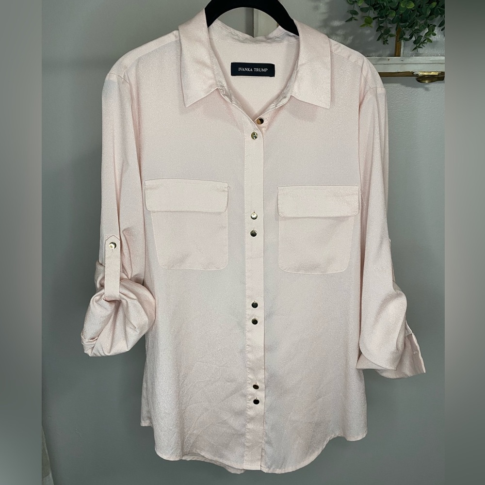 Ivanka Trump Pink Button-Up Shirt pink with gold buttons